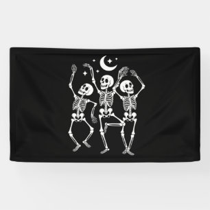 Lona Esqueleto Bailarín Feliz Halloween Otoño Calavera