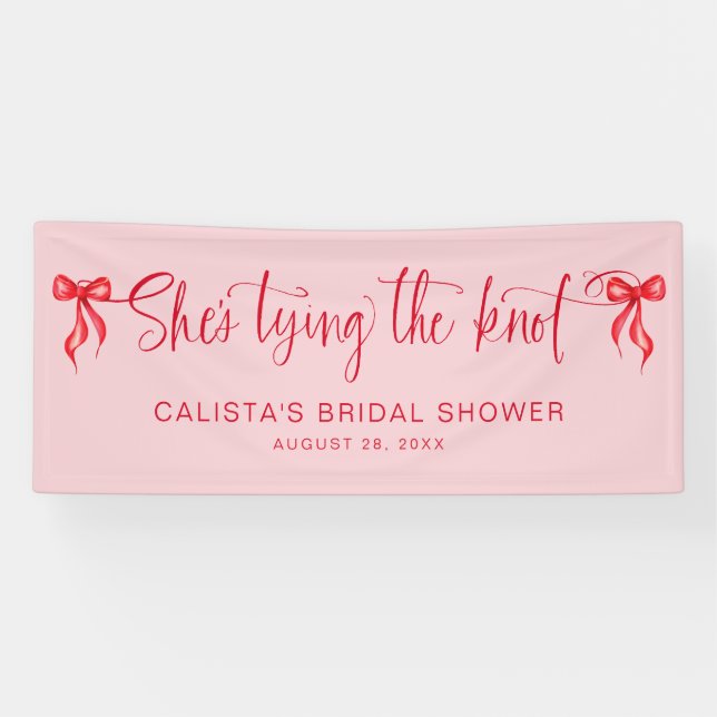 Lona Está atando la ducha de novias personalizada Knot (Horizontal)