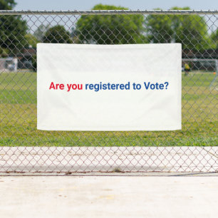Lona ¿Está registrado para votar? rojo blanco y azul