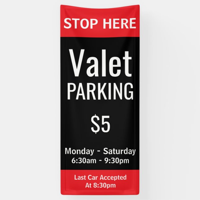Lona Estacionamiento de Valet Personalizado (Vertical)