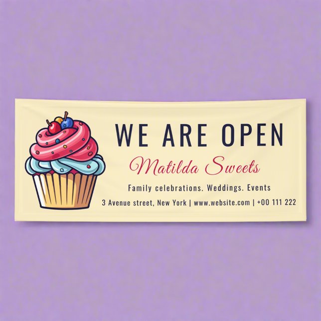 Lona Estamos abiertos la pastelería dulce dulce dulce p (Subido por el creador)