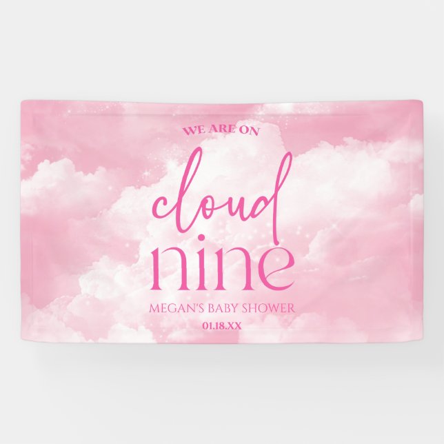 Lona Estamos En Cloud Nueve Baby Shower Rosa (Horizontal)