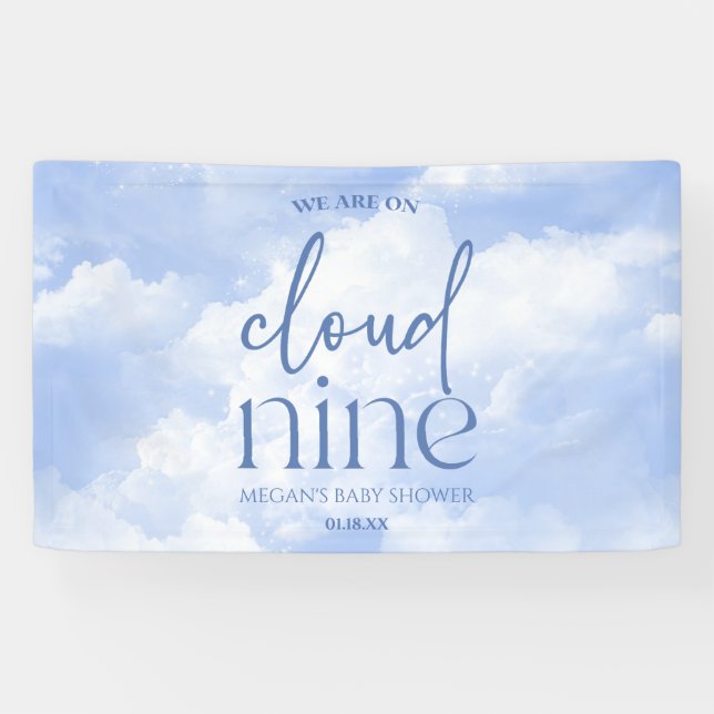 Lona Estamos En Cloud Nueve Blue Baby Shower (Horizontal)