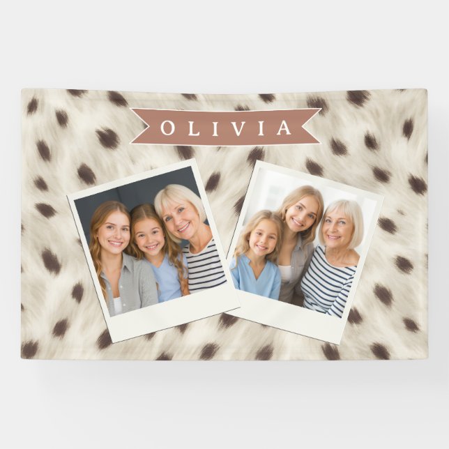 Lona Estampado de Animal Leopardo Neutral Chic Personal (Horizontal)