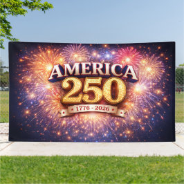 Lona Estandarte de América 250 con Fuegos Artificiales
