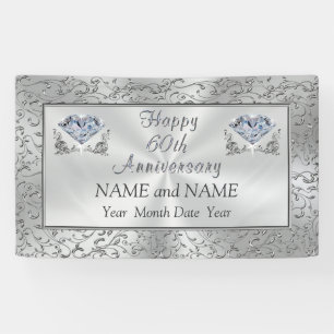 Lona Estandarte de aniversario número 60 de Diamante co
