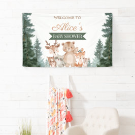 Lona Estandarte de Baby Shower de Animales del Bosque