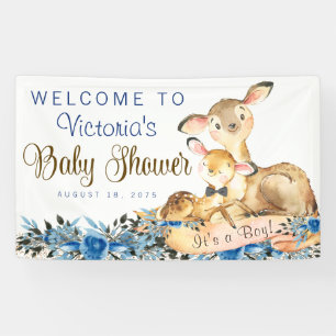 Lona Estandarte de Baby Shower de Niño Bosque Ciervo