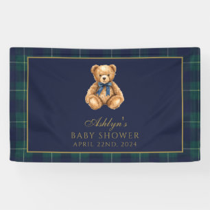 Lona Estandarte de Baby Shower de Oso Teddy Polo Vintag