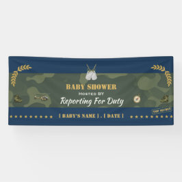 Lona Estandarte de Baby Shower Militar — Presentándose 
