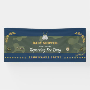 Lona Estandarte de Baby Shower Militar — Presentándose