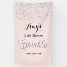 Estandarte de Baby Shower Pink Silver Baby Sprinkl