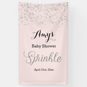 Lona Estandarte de Baby Shower Pink Silver Baby Sprinkl