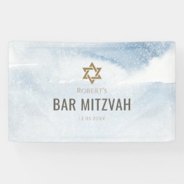 Lona Estandarte de Bar Mitzvah en acuarela azul polvori