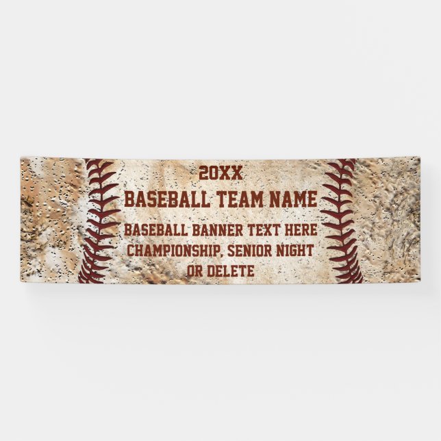Lona Estandarte de béisbol con aspecto vintage personal (Horizontal)