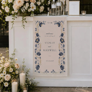 Lona Estandarte de bienvenida de boda con tela floral a
