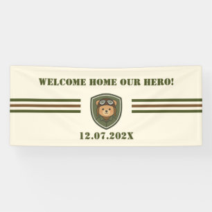 Lona Estandarte de bienvenida militar del oso aviador p