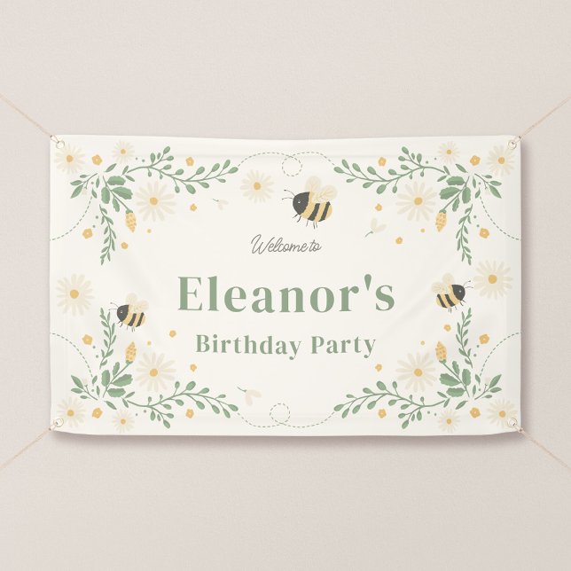 Lona Estandarte de bienvenida para fiesta de cumpleaños (Wildflower Flight - 2.5 x 4' Birthday Welcome Banner)
