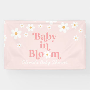 Lona Estandarte de bienvenida Retro Daisy Pink Baby in
