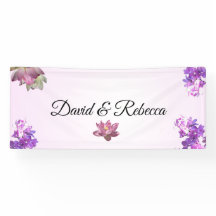 Estandarte de boda con flores de gradiente rosa