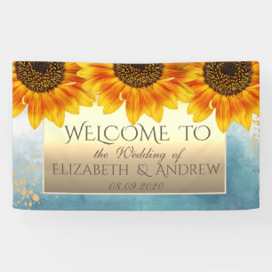 Lona Estandarte de Boda Girasoles Dorados Chic
