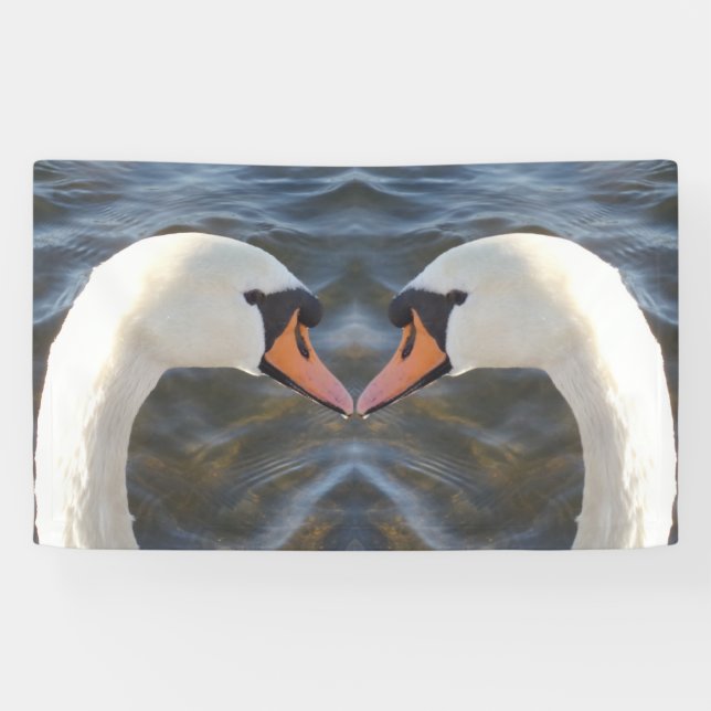 Lona Estandarte de cisnes blancos (Horizontal)