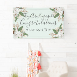 Lona Estandarte de compromiso blanco floral magnolia ve