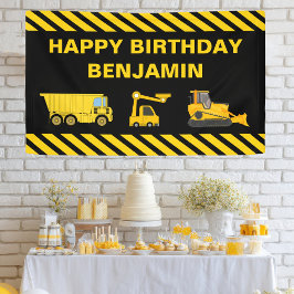 Lona Estandarte de Cumpleaños de Construcción de Camion