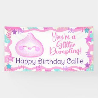 Lona Estandarte de cumpleaños de Dumpling Brillante