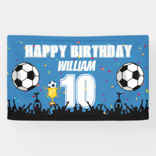 Lona Estandarte de cumpleaños de fútbol personalizado p