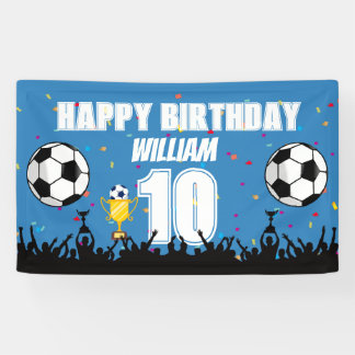 Lona Estandarte de cumpleaños de fútbol personalizado p