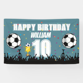 Lona Estandarte de cumpleaños de fútbol personalizado p