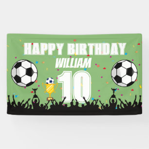 Lona Estandarte de cumpleaños de fútbol personalizado p
