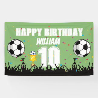 Lona Estandarte de cumpleaños de fútbol personalizado p
