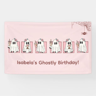 Lona Estandarte de cumpleaños de Halloween Kawaii – Fan