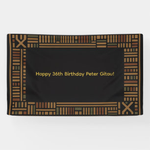 Lona Estandarte de cumpleaños de oro africano Kente