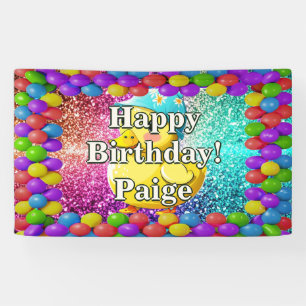 Lona Estandarte de cumpleaños de personaje personalizad