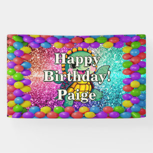Lona Estandarte de cumpleaños de personaje personalizad