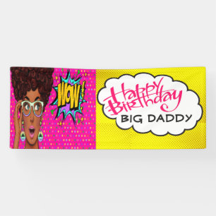 Lona Estandarte de cumpleaños de señora bonita arte pop