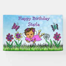 Lona Estandarte de Cumpleaños Hada Morada