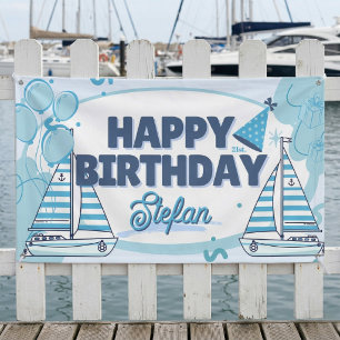 Lona Estandarte de cumpleaños náutico de cabana Sail