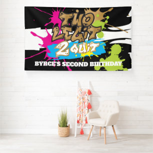 Lona Estandarte de cumpleaños Neon Colors Two Legit 2 Q