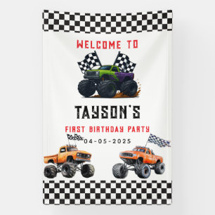 Lona Estandarte de Cumpleaños número 1 de Monster Truck
