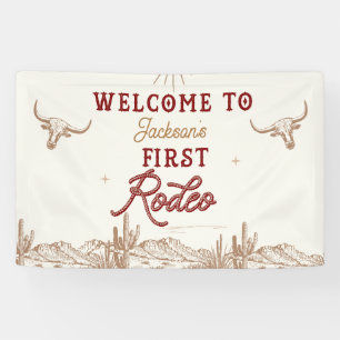 Lona Estandarte de cumpleaños número uno Primer Rodeo M