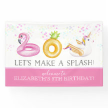 Estandarte de cumpleaños para fiesta en la piscina