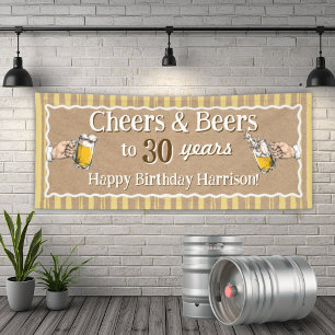Lona Estandarte de cumpleaños Personalizado Cheers & Be