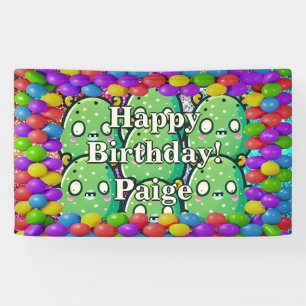 Lona Estandarte de cumpleaños personalizado de Monsters