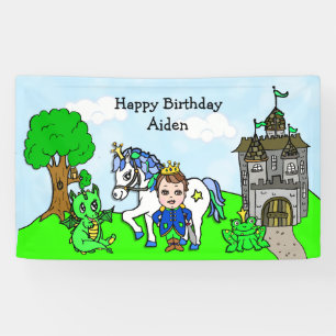 Lona Estandarte de cumpleaños personalizado del príncip