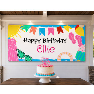 Lona Estandarte de cumpleaños personalizado para fiesta