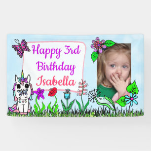 Lona Estandarte de cumpleaños personalizado para niña r